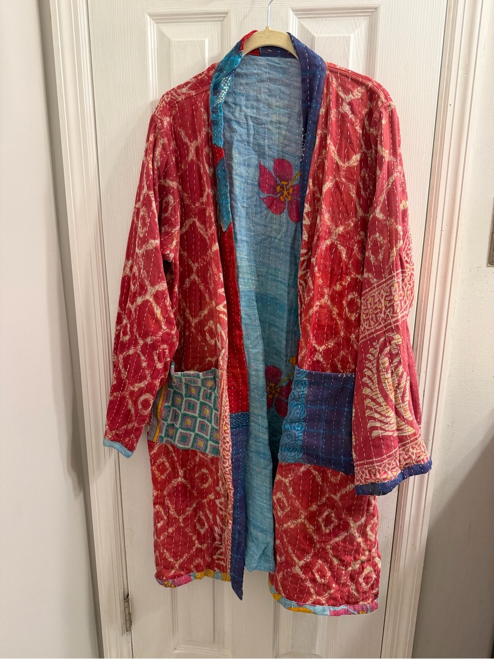 Reversible Kantha Kimono Robe Duster - Picture 6 of 8